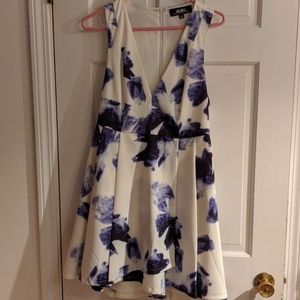 White and Blue Skater Dress